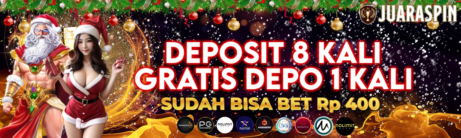 Promo Deposit 8 Kali, Gratis 1 Kali Deposit di Juaraspin!