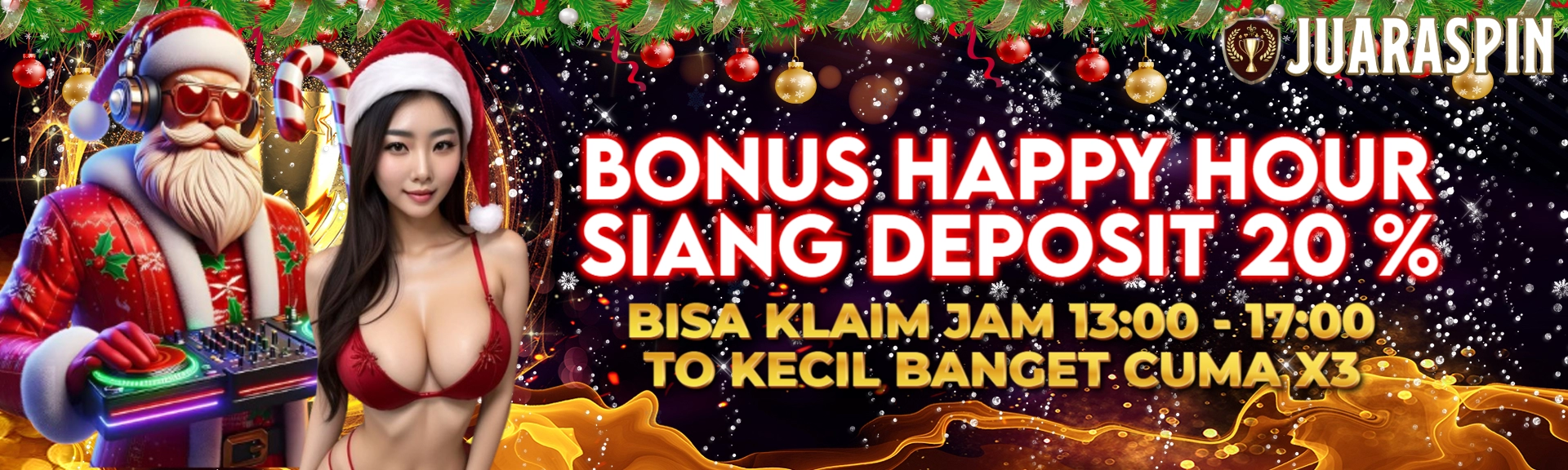 Bonus Happy Hour 20% dari jam 13:00 sampai jam 17:00 buat tambah saldo main.